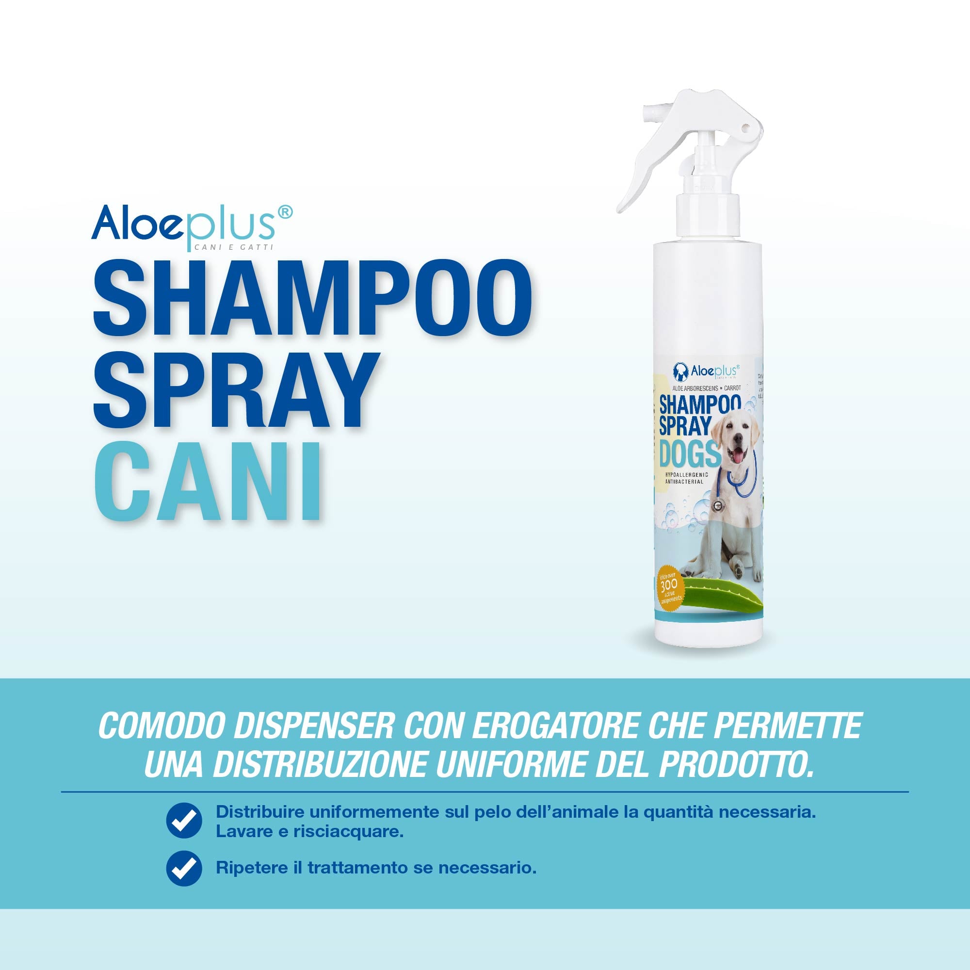 Aloeplus Shampoo spray Cani 250 ml